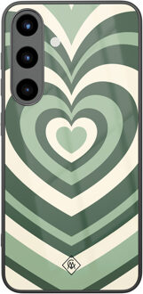 Casimoda Samsung Galaxy S25 glazen hardcase - Hart swirl groen