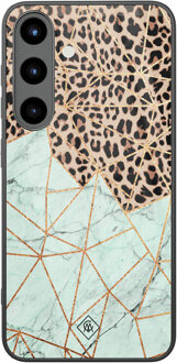 Casimoda Samsung Galaxy S25 glazen hardcase - Luipaard marmer mint