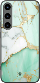 Casimoda Samsung Galaxy S25 glazen hardcase - Marmer mint goud