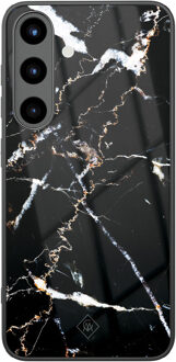 Casimoda Samsung Galaxy S25 glazen hardcase - Marmer zwart