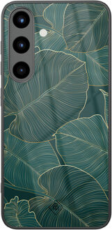 Casimoda Samsung Galaxy S25 glazen hardcase - Monstera leaves Groen