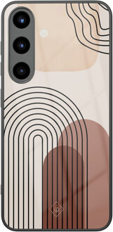 Casimoda Samsung Galaxy S25 glazen hardcase - Warm curves Bruin/beige