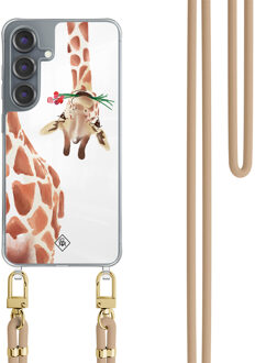 Casimoda Samsung Galaxy S25 hoesje met beige koord - Giraffe Bruin/beige