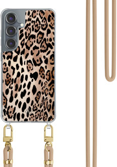 Casimoda Samsung Galaxy S25 hoesje met beige koord - Golden wildcat Bruin/beige