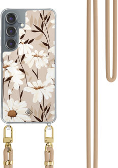 Casimoda Samsung Galaxy S25 hoesje met beige koord - In bloom Bruin/beige