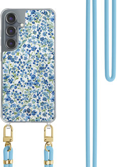 Casimoda Samsung Galaxy S25 hoesje met blauw koord - Vintage blue garden