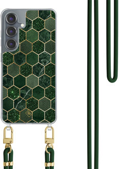 Casimoda Samsung Galaxy S25 hoesje met groen koord - Kubus groen