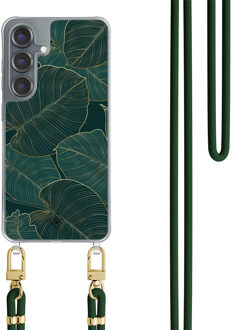 Casimoda Samsung Galaxy S25 hoesje met groen koord - Monstera leaves