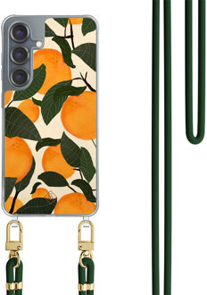 Casimoda Samsung Galaxy S25 hoesje met groen koord - Orange garden Multi