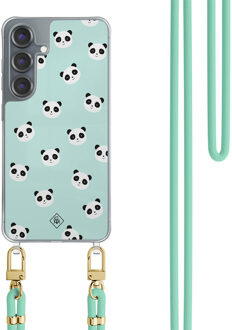 Casimoda Samsung Galaxy S25 hoesje met mint koord - Panda print