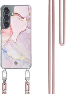 Casimoda Samsung Galaxy S25 hoesje met rosegoud koord - Purple sky Paars