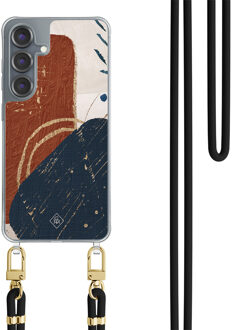 Casimoda Samsung Galaxy S25 hoesje met zwart koord - Abstract terracotta Multi