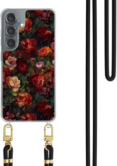 Casimoda Samsung Galaxy S25 hoesje met zwart koord - Floral garden Rood