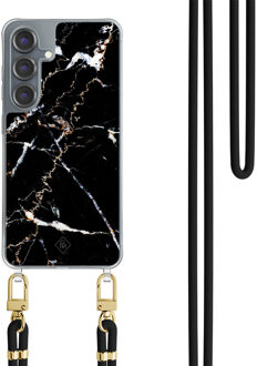 Casimoda Samsung Galaxy S25 hoesje met zwart koord - Marmer zwart
