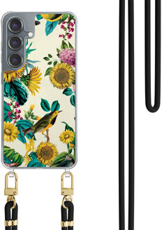 Casimoda Samsung Galaxy S25 hoesje met zwart koord - Sunflowers Geel, Multi