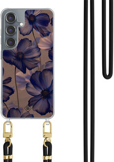 Casimoda Samsung Galaxy S25 hoesje met zwart koord - Twilight petals Paars