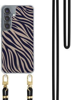 Casimoda Samsung Galaxy S25 hoesje met zwart koord - Wavy twist Blauw
