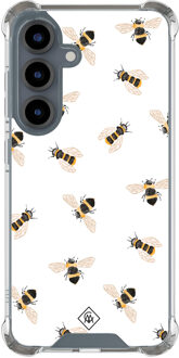 Casimoda Samsung Galaxy S25 shockproof hoesje - Bee happy Bruin/beige