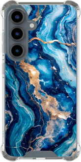 Casimoda Samsung Galaxy S25 shockproof hoesje - Ocean marble Blauw, Goudkleurig