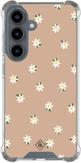 Casimoda Samsung Galaxy S25 shockproof hoesje - Sweet daisies Bruin/beige