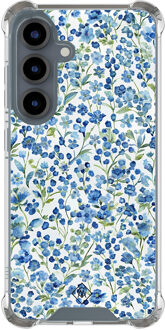 Casimoda Samsung Galaxy S25 shockproof hoesje - Vintage blue floral Blauw