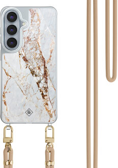 Casimoda Samsung Galaxy S26 hoesje met beige koord - Marmer goud Goudkleurig