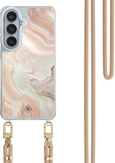 Casimoda Samsung Galaxy S26 hoesje met beige koord - Marmer waves Bruin/beige