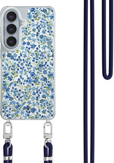 Casimoda Samsung Galaxy S26 hoesje met donkerblauw koord - Vintage blue floral