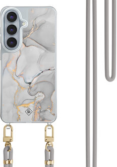 Casimoda Samsung Galaxy S26 hoesje met grijs koord - Marmer grijs Grijs/zilverkleurig