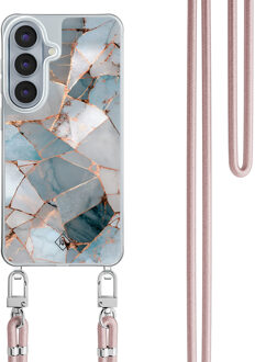 Casimoda Samsung Galaxy S26 hoesje met rosegoud koord - Azure Geo Blauw