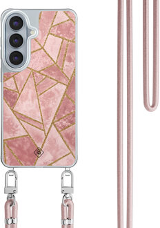 Casimoda Samsung Galaxy S26 hoesje met rosegoud koord - Blush Geometry Roze