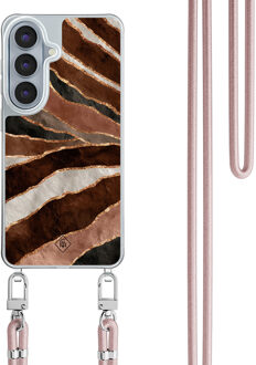 Casimoda Samsung Galaxy S26 hoesje met rosegoud koord - Earth Agate Multi