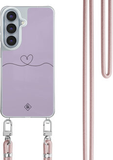 Casimoda Samsung Galaxy S26 hoesje met rosegoud koord - Hart lila Paars