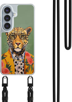 Casimoda Samsung Galaxy S26 hoesje met zwart koord - Luipaard hipster Groen