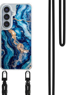 Casimoda Samsung Galaxy S26 hoesje met zwart koord - Ocean Marble Blauw