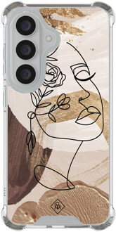 Casimoda Samsung Galaxy S26 shockproof hoesje - Abstract gezicht bruin Bruin/beige