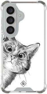 Casimoda Samsung Galaxy S26 shockproof hoesje - Kat kiekeboe Grijs/zilverkleurig