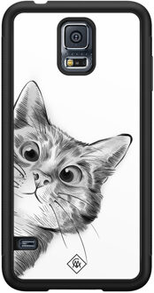 Casimoda Samsung Galaxy S5 hoesje - Peekaboo kat Zwart, Wit