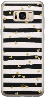 Casimoda Samsung Galaxy S8 siliconen telefoonhoesje - Hart streepjes Zwart, Goudkleurig