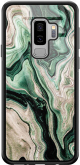Casimoda Samsung Galaxy S9 Plus glazen hardcase - Green waves Groen