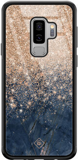 Casimoda Samsung Galaxy S9 Plus glazen hardcase - Marmer blauw rosegoud