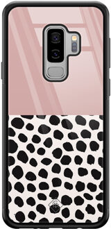 Casimoda Samsung Galaxy S9 Plus glazen hardcase - Pink dots Roze