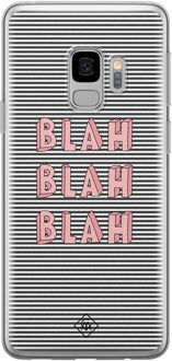 Casimoda Samsung Galaxy S9 siliconen telefoonhoesje - Blah blah blah Blauw, Roze