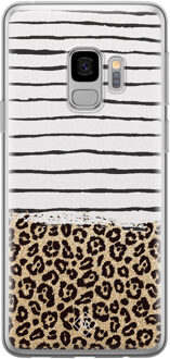 Casimoda Samsung Galaxy S9 siliconen telefoonhoesje - Leopard lines Bruin/beige