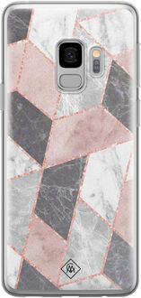 Casimoda Samsung Galaxy S9 siliconen telefoonhoesje - Stone grid Roze