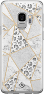 Casimoda Samsung Galaxy S9 siliconen telefoonhoesje - Stone & leopard print Bruin/beige