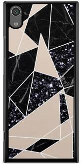 Casimoda Sony Xperia XA1 hoesje - Abstract painted Zwart, Bruin/beige