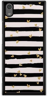 Casimoda Sony Xperia XA1 hoesje - Hart streepjes Zwart