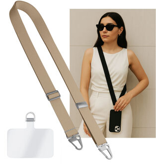 Casimoda Universeel verstelbaar telefoonkoord met zilveren sluiting - Beige