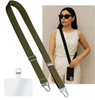 Casimoda Universeel verstelbaar telefoonkoord met zilveren sluiting - Groen